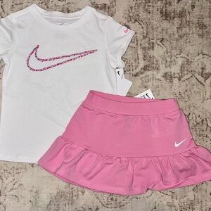 Nike White Tee and Pink Skirt Set